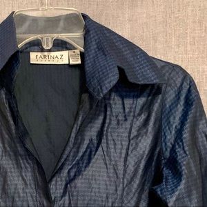 Italian Dress Top Blouse Black Blue Houndstooth 4